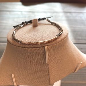 Stella and Dot Tribute Bracelet Gold Tone Bar & Hematite Beads Adjustable